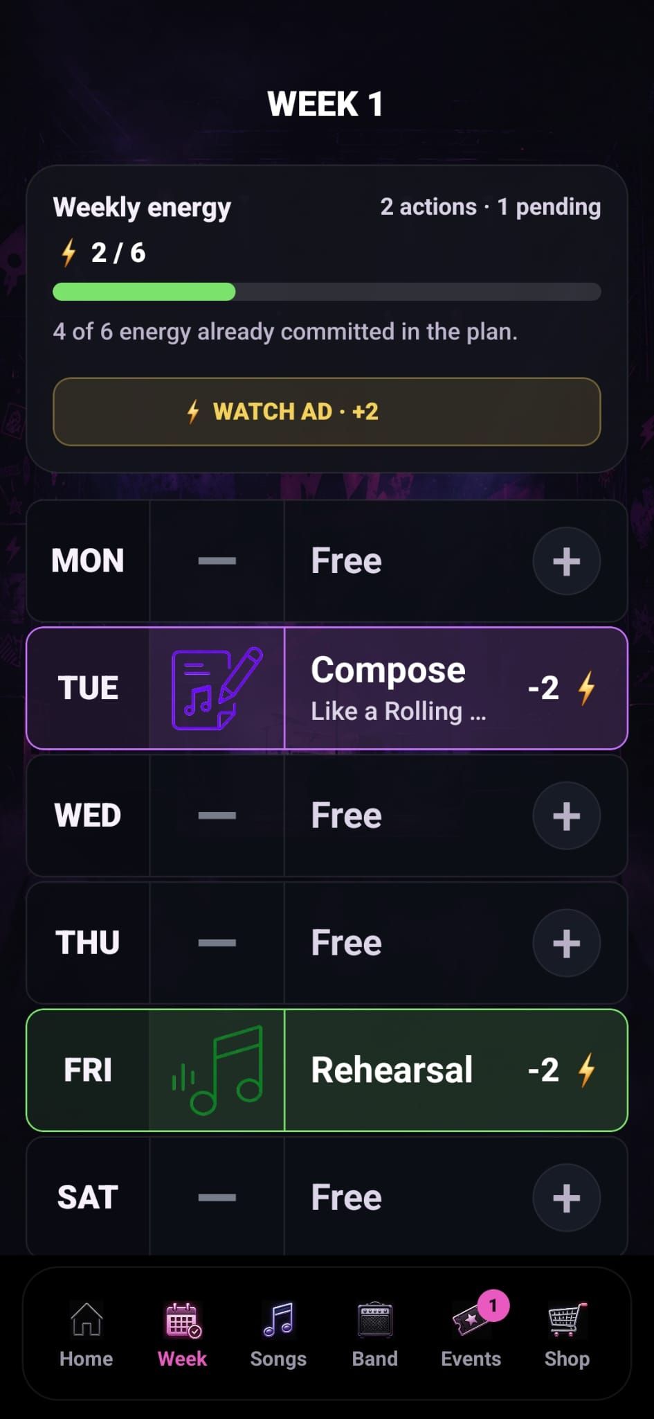 BandMayhem week screen